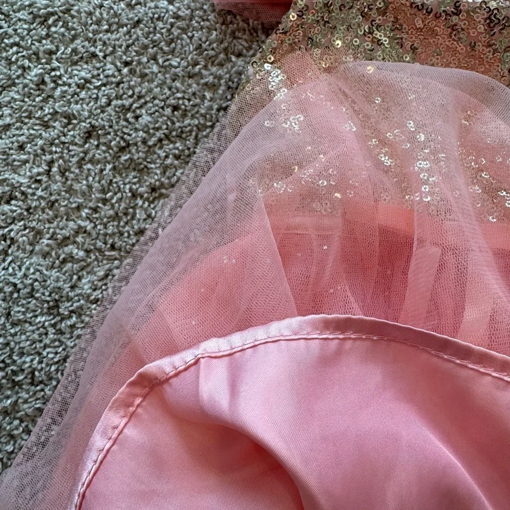 Popatu Toddler 2T Sequin Tulle Party Dress – Pink & Gold Sparkle Dress Fancy